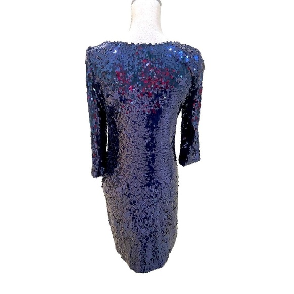 NWT BBDakota Leila navy oval sequin bodycon 3/4 sleeve dress above knee medium - Picture 9 of 12